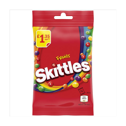 Skittles Vegan Chewy Sweets Fruit Flavoured Treat Bag £1.35 PMP (109g × 14 × 1)