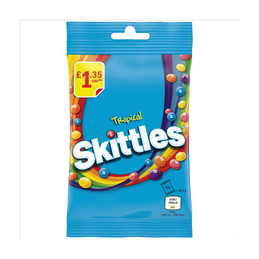 Skittles Vegan Chewy Sweets Tropical Fruit Flavoured Treat Bag £1.35 PMP (109g × 14 × 1)