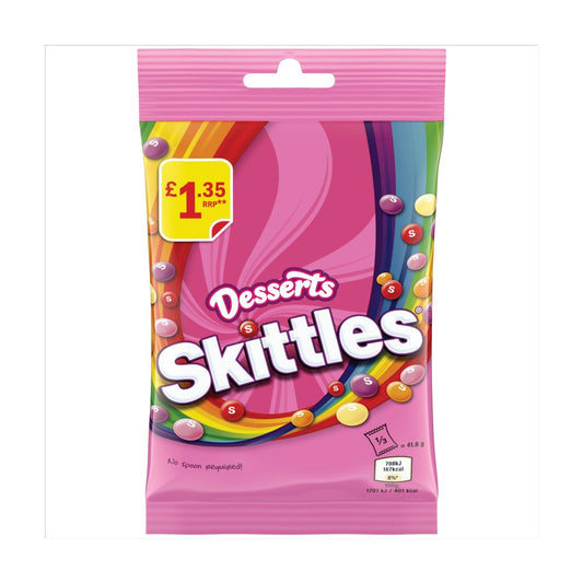 Skittles Vegan Sweets Dessert Flavoured Treat Bag £1.35 PMP (125g × 12 × 1)
