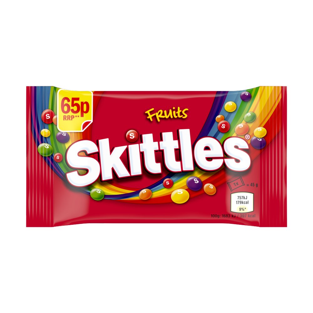 Skittles Vegan Chewy Sweets Fruit Flavoured Bag £0.65 PMP (45g × 36 × 1)