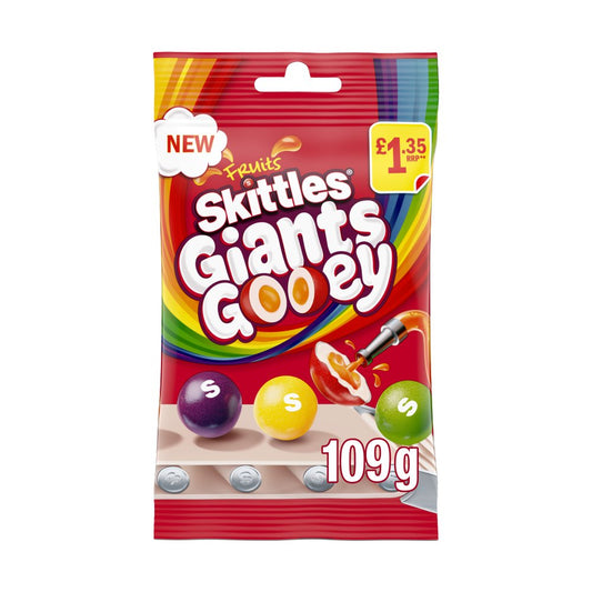 Skittles Giants Gooey Vegan Chewy Sweets Fruit Flavoured Treat Bag £1.35 PMP (109g × 14 × 1)