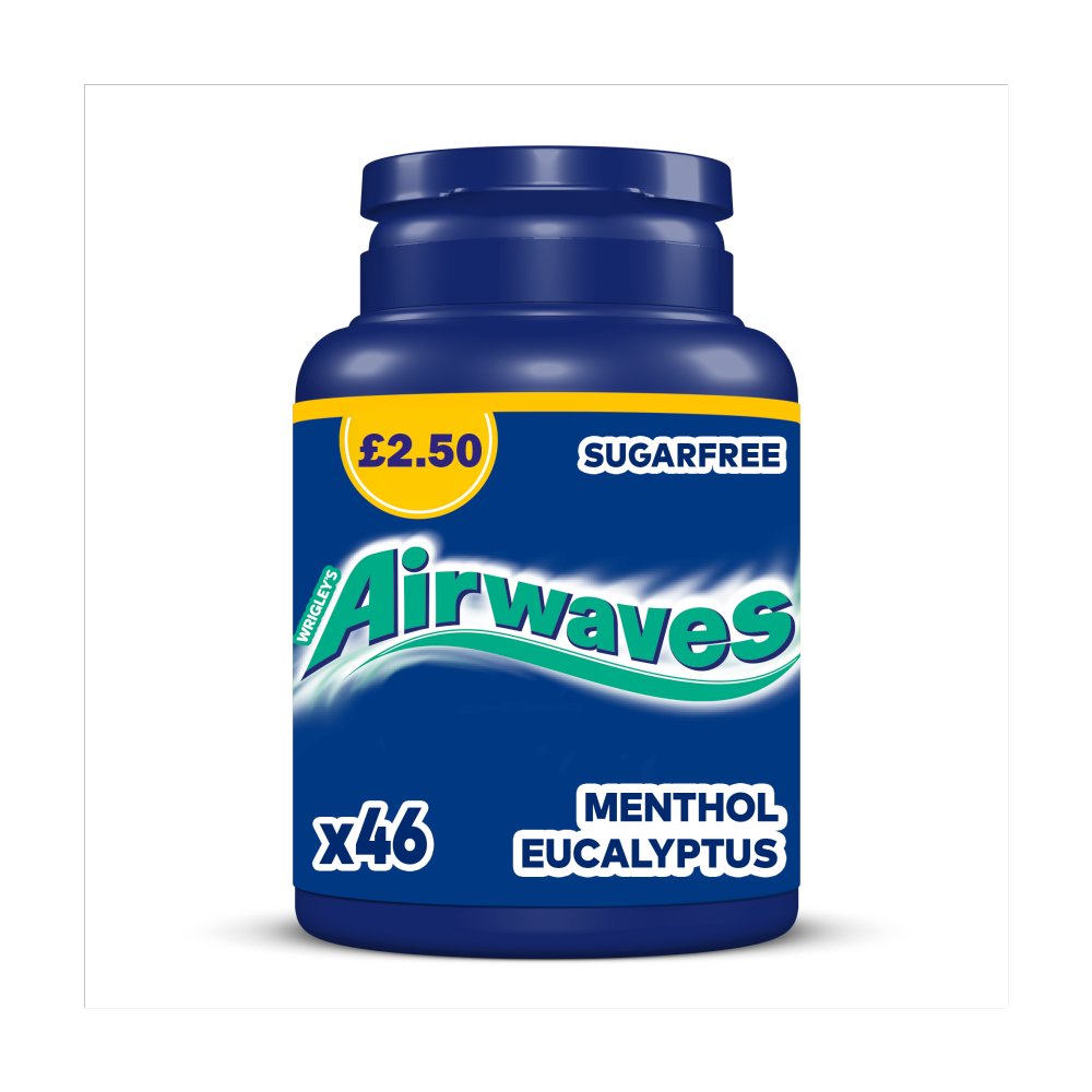 Airwaves Menthol & Eucalyptus Sugarfree Chewing Gum £2.50 PMP Bottle (046pce × 6 × 24)