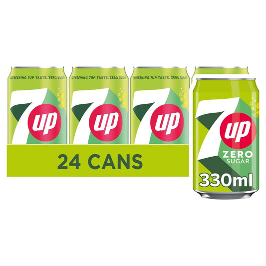 7UP Zero Sugar Free Lemon & Lime Can (330ml × 24 × 1)