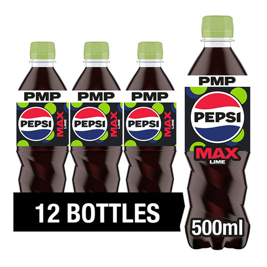 Pepsi Max Lime No Sugar Cola Bottle PMP (500ml × 12 × 1)