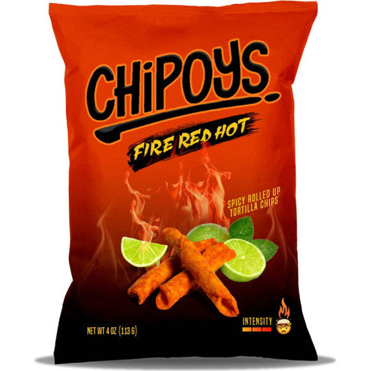 CHIPOYS FIRE RED HOT SPICY ROLLED TORTILLA CHIPS