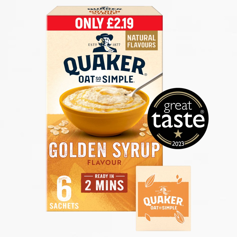 Quaker Oat So Simple Golden Syrup Porridge Sachets £2.19 RRP PMP  (6pk × 8 × 1)