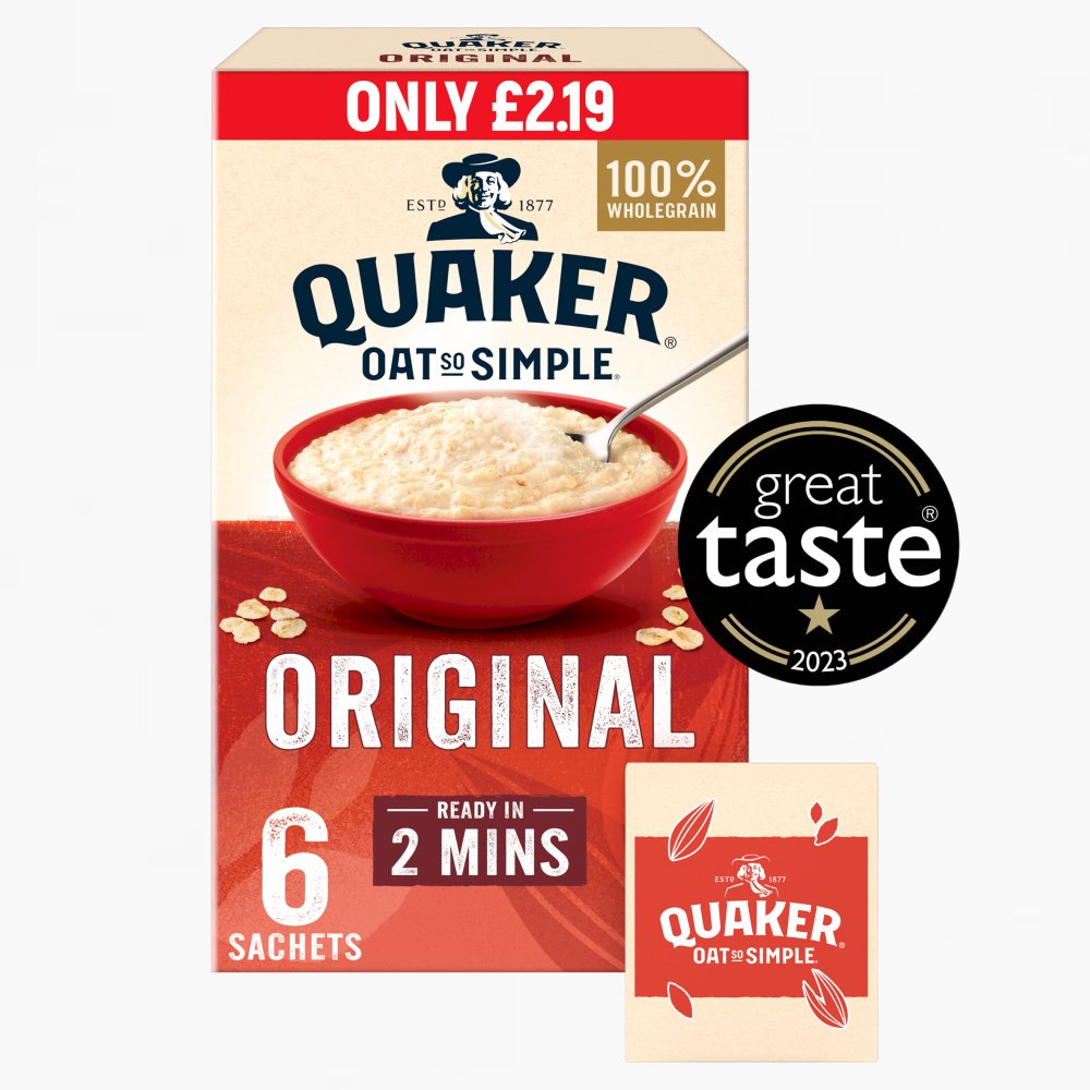 Quaker Oat So Simple Original Porridge Sachets £2.19 RRP PMP  (6pk × 8 × 1)