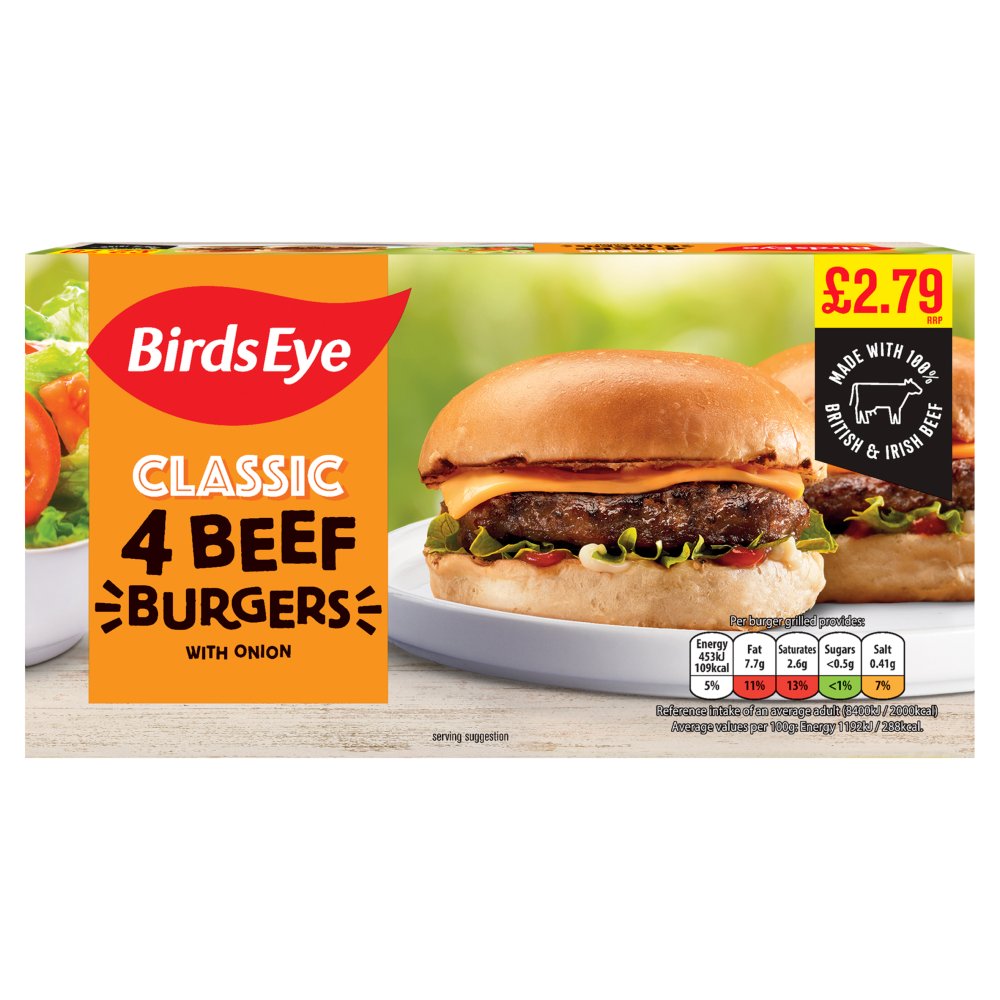 Birds Eye Classic Beef Burgers with Onion (227g × 10)