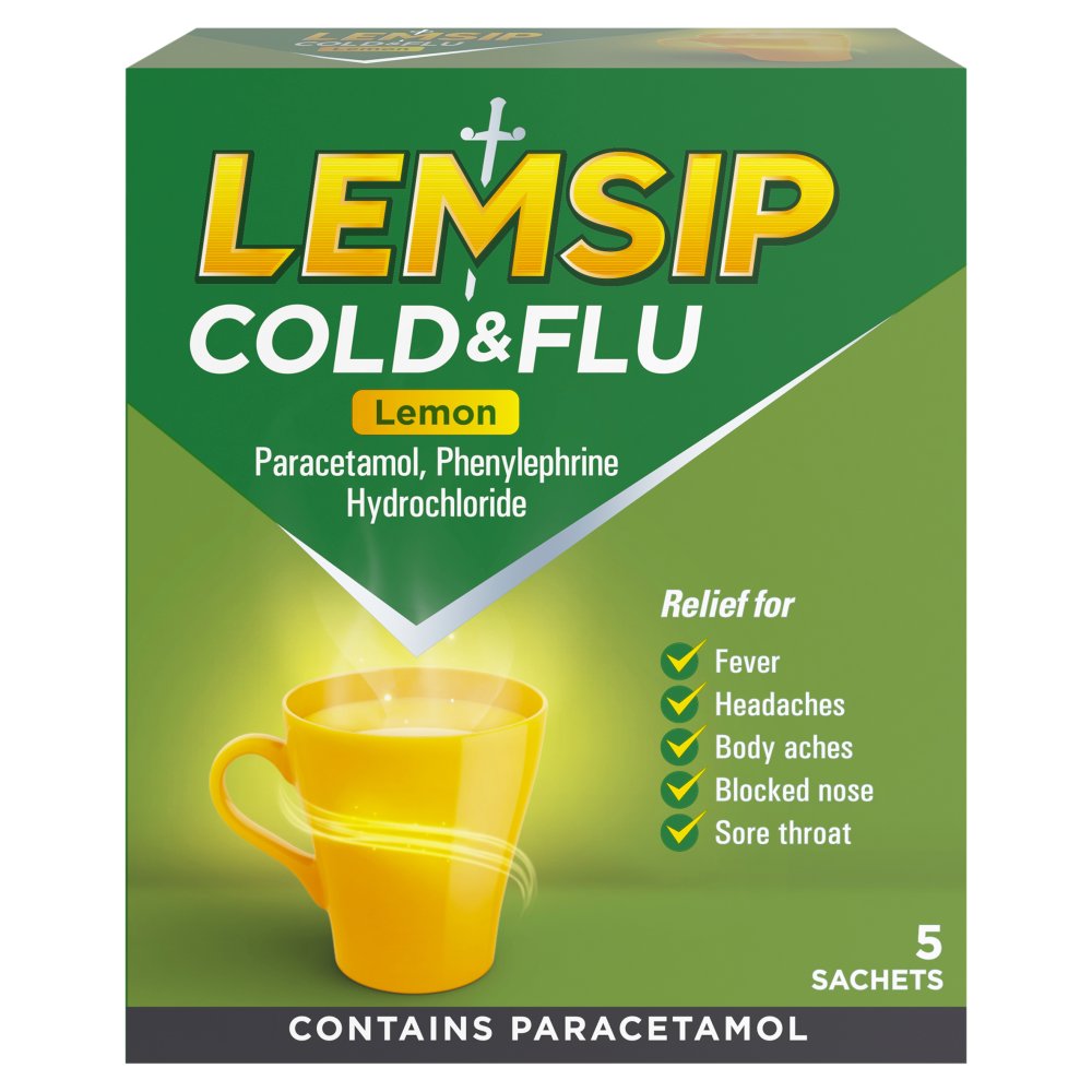 Lemsip Max Cold & Flu Lemon 5 Sachets (5s × 12 × 1)