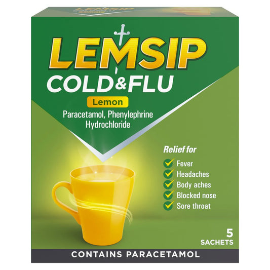 Lemsip Max Cold & Flu Lemon 5 Sachets (5s × 12 × 1)