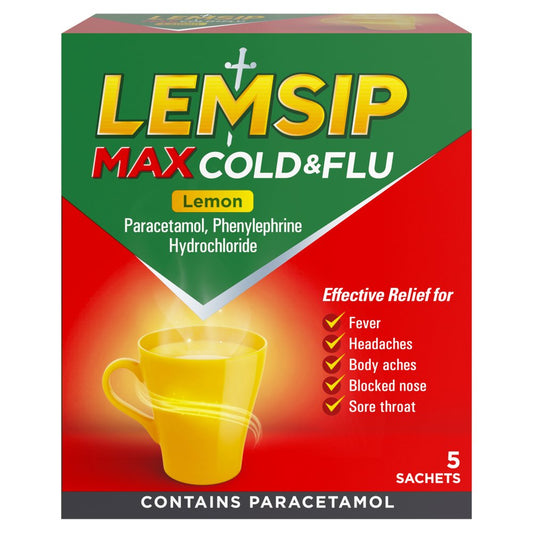 Lemsip Max Cold & Flu Lemon 5 Sachets (5s × 6 × 1)