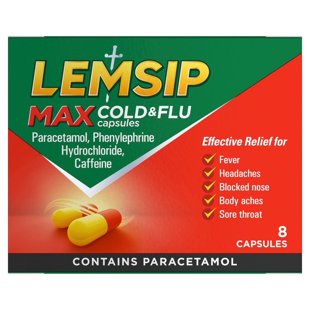 Lemsip Max Cold & Flu Capsules 8 Capsules (8s × 6 × 1)