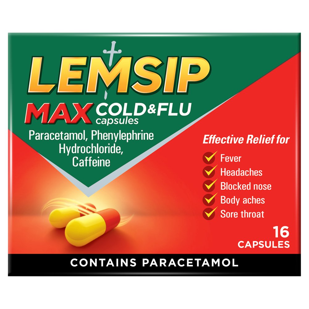 Lemsip Max Cold & Flu 16 Capsules (16s × 6 × 1)
