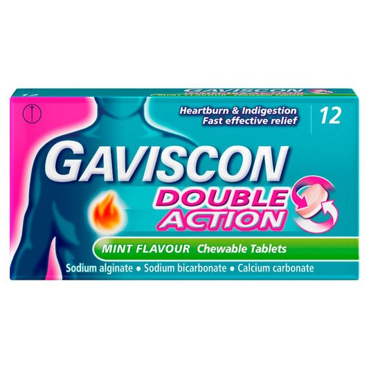 Gaviscon Double Action Mint Flavour 12 Chewable Tablets (12s × 12 × 1)