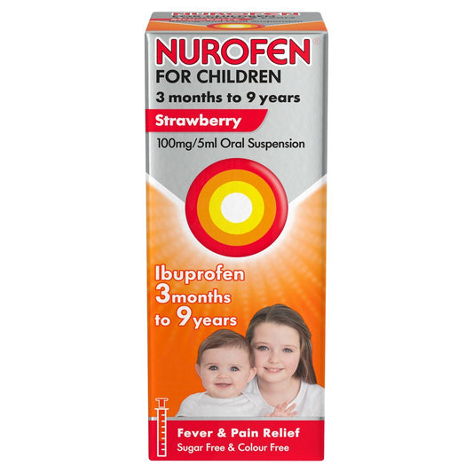 Nurofen for Children Strawberry Oral Suspension 3mths to 9yrs Ibuprofen 100ml (100ml × 6 × 1)