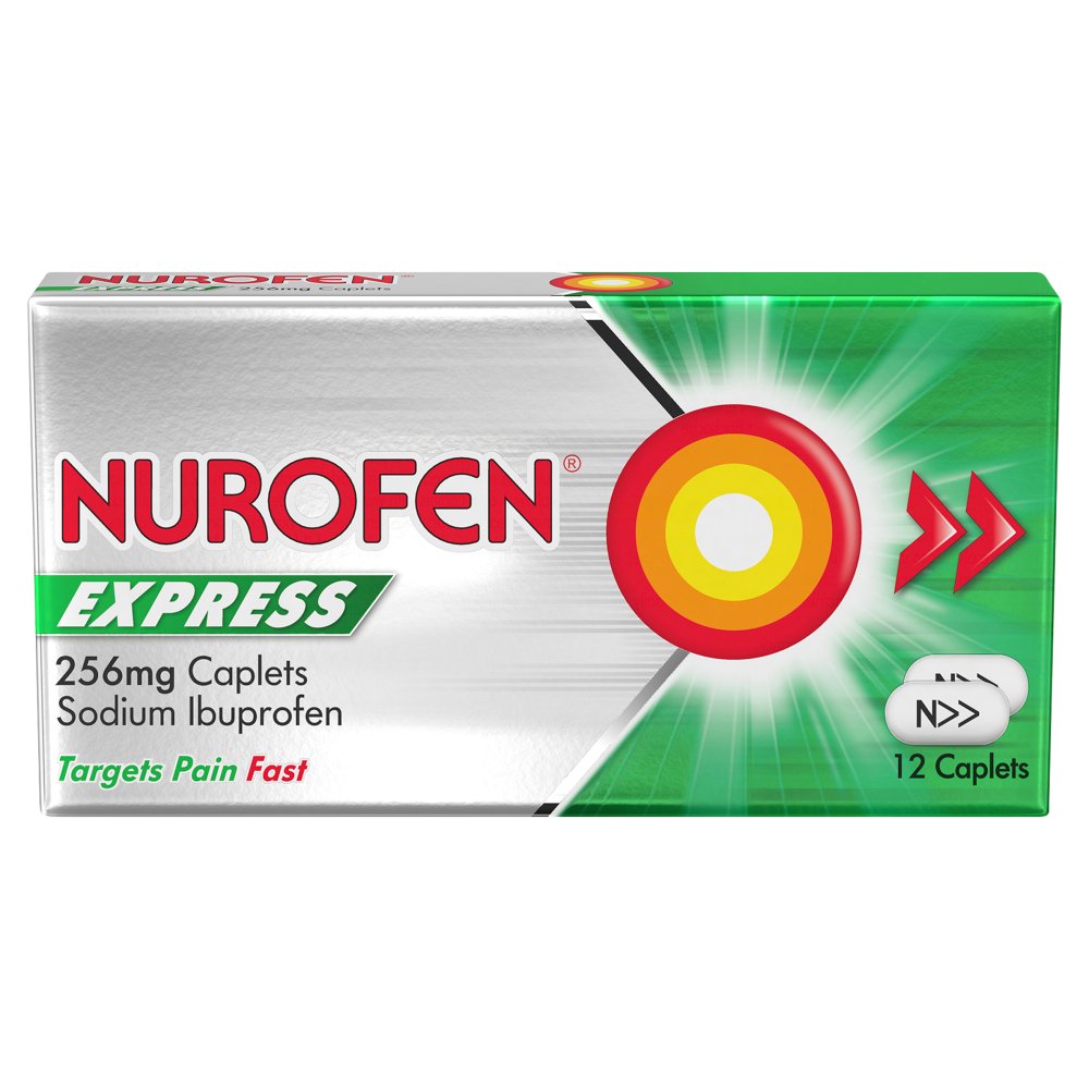 Nurofen Express 256mg Pain Relief Caplets x12 (12s × 6 × 1)