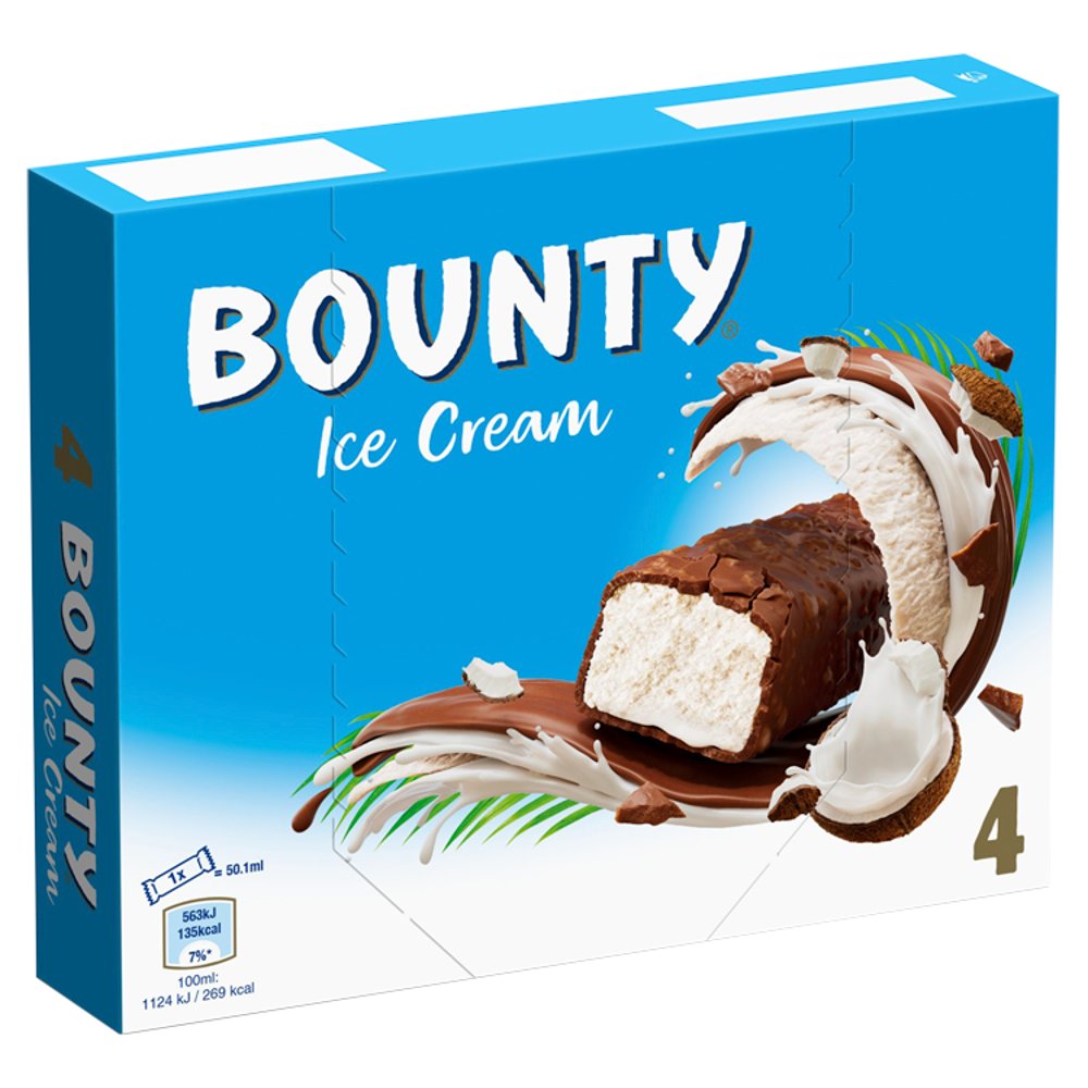 Bounty Chocolate & Coconut Ice Cream Barsk (4pk × 12)