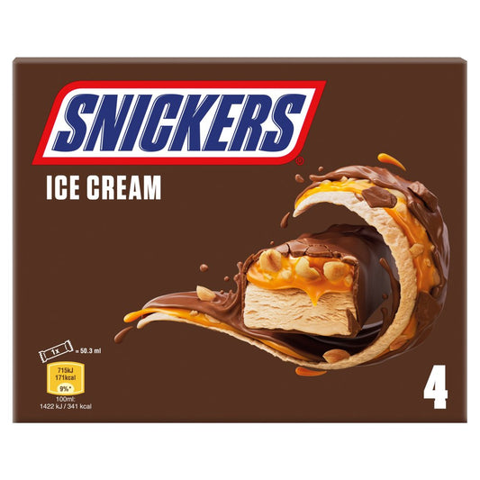 Snickers Chocolate Peanut Ice Cream Barsack  (4pk × 12)