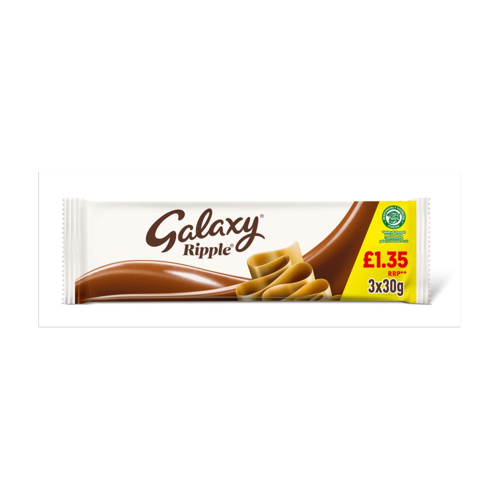 Galaxy Ripple Milk Chocolate Snack Bars Multipack £1.35 PMP (3pk × 29 × 1)