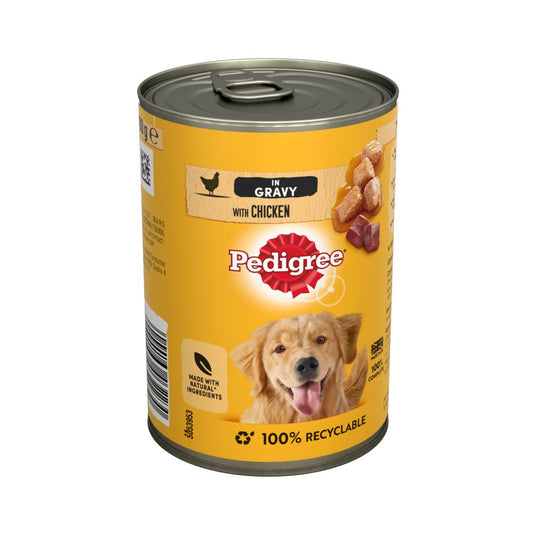 Pedigree Adult Wet Dog Food Tin Chicken in Gravy (400g × 12 × 1)