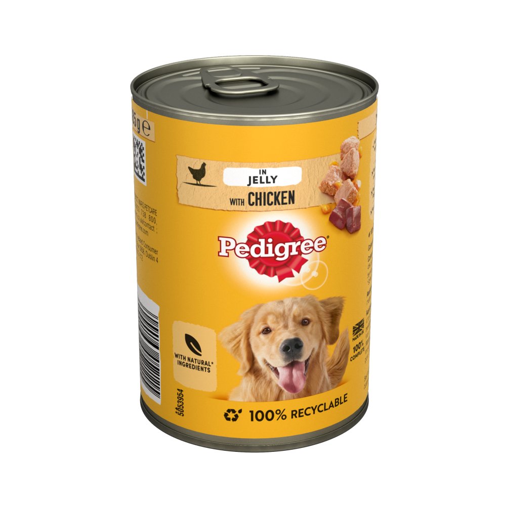 Pedigree Adult Wet Dog Food Tin Chicken in Jelly (385g × 12 × 1)