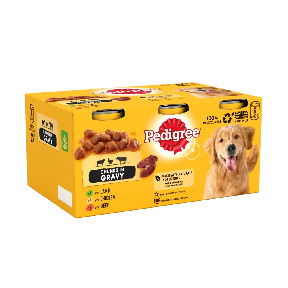 Pedigree Adult Wet Dog Food Tins Mixed in Gravy (400g × 1)