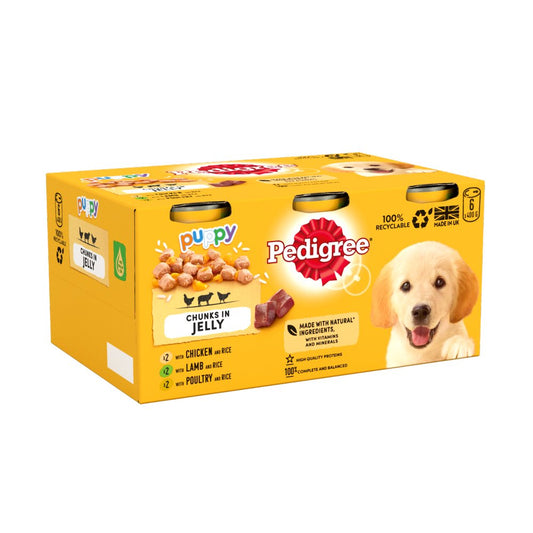 Pedigree Puppy Wet Dog Food Tins Mixed in Jelly (400g × 1)