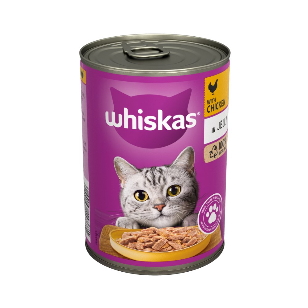 Whiskas Adult Wet Cat Food Chicken in Jelly Tin (400g × 12 × 1)