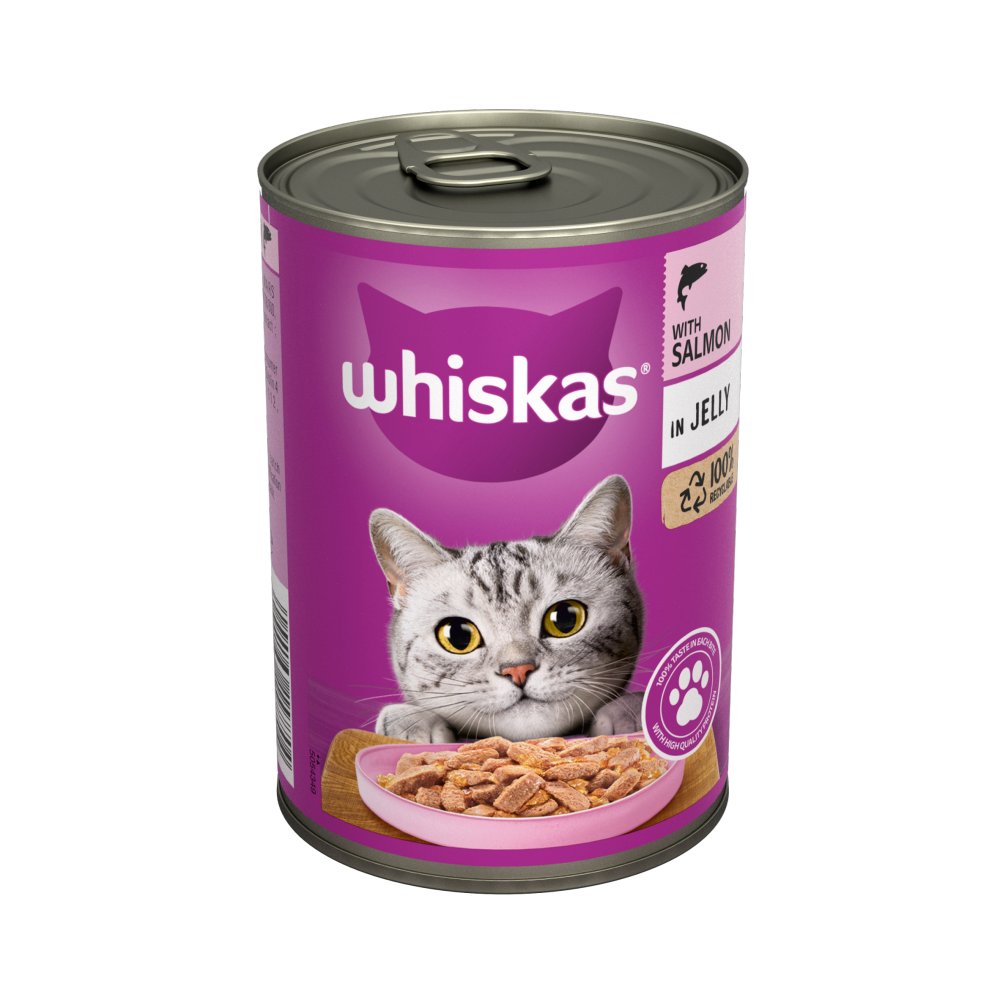 Whiskas Adult Wet Cat Food Salmon in Jelly Tin (400g × 12 × 1)