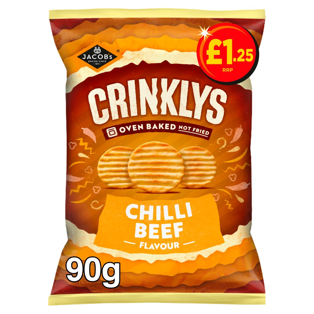 Jacob's Chilli Beef Flavour Crinklys (90g × 15 × 1)