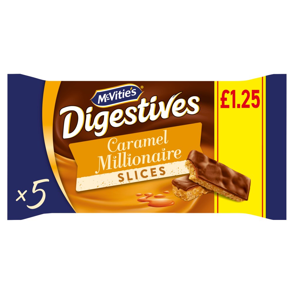 McVitie's Milk Chocolate Caramel Millionaire Biscuit Slices Snack Bars 5pk PMP £1.25 (110g × 10)