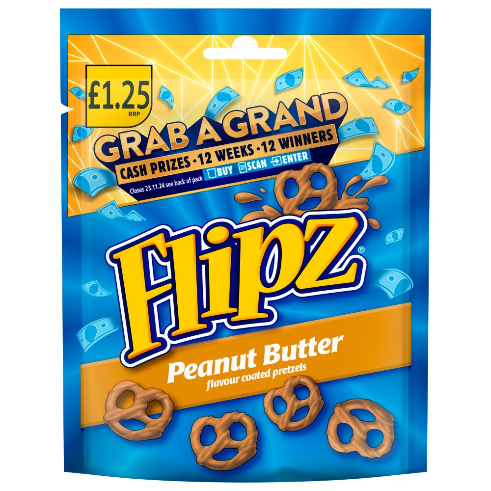 Flipz Peanut Butter Flavour Coated Pretzels (80g × 12 × 1)