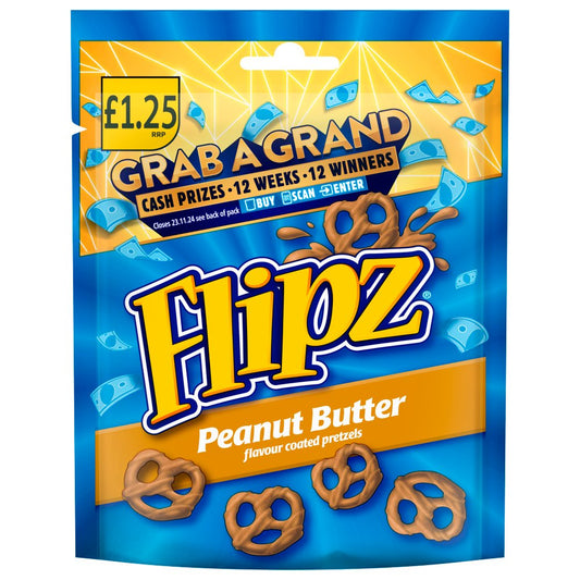 Flipz Peanut Butter Flavour Coated Pretzels (80g × 12 × 1)