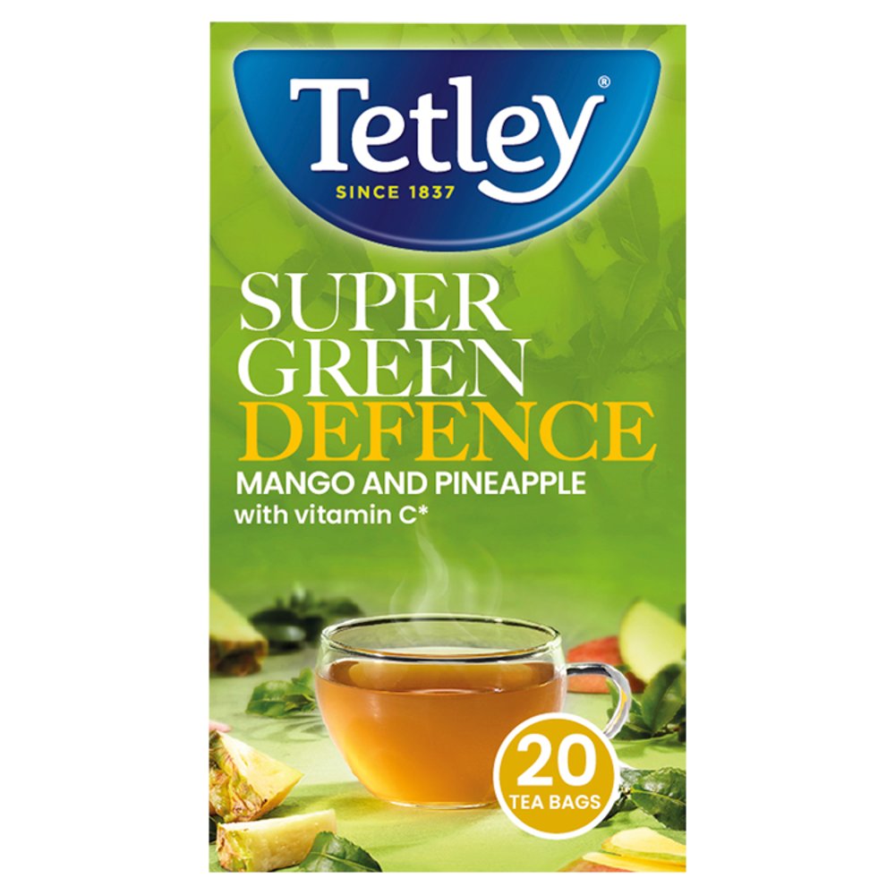 Tetley Super Green Defence Mango and Pineapple 20 Tea Bags 40g (20s × 4 × 1)