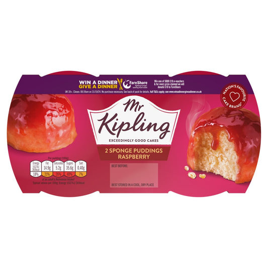 Mr Kipling Raspberry Sponge Puddings (96g × 4 × 1)