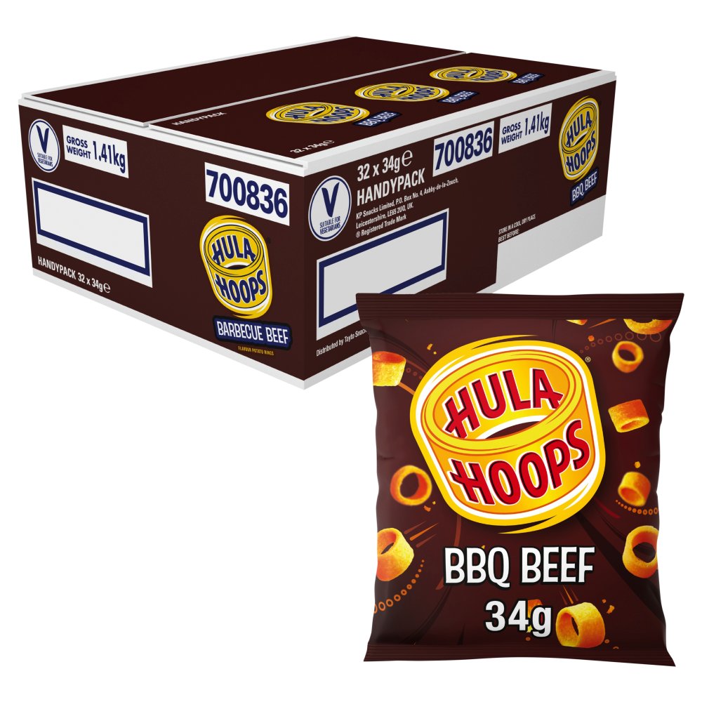 Hula Hoops BBQ Beef Crisps (34g × 32 × 1)