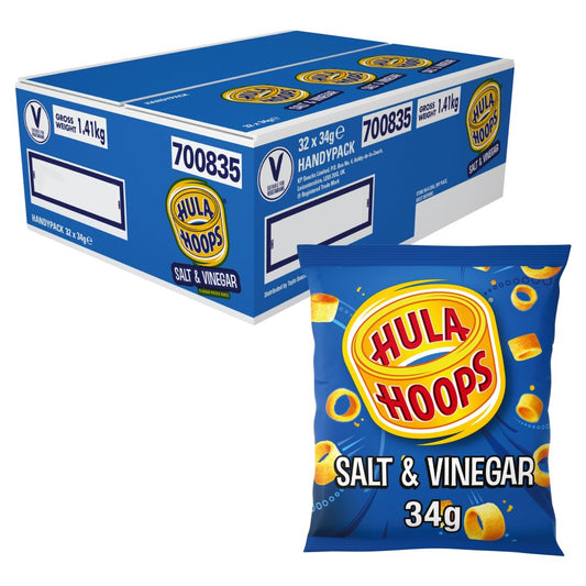 Hula Hoops Salt & Vinegar Crisps (34g × 32 × 1)