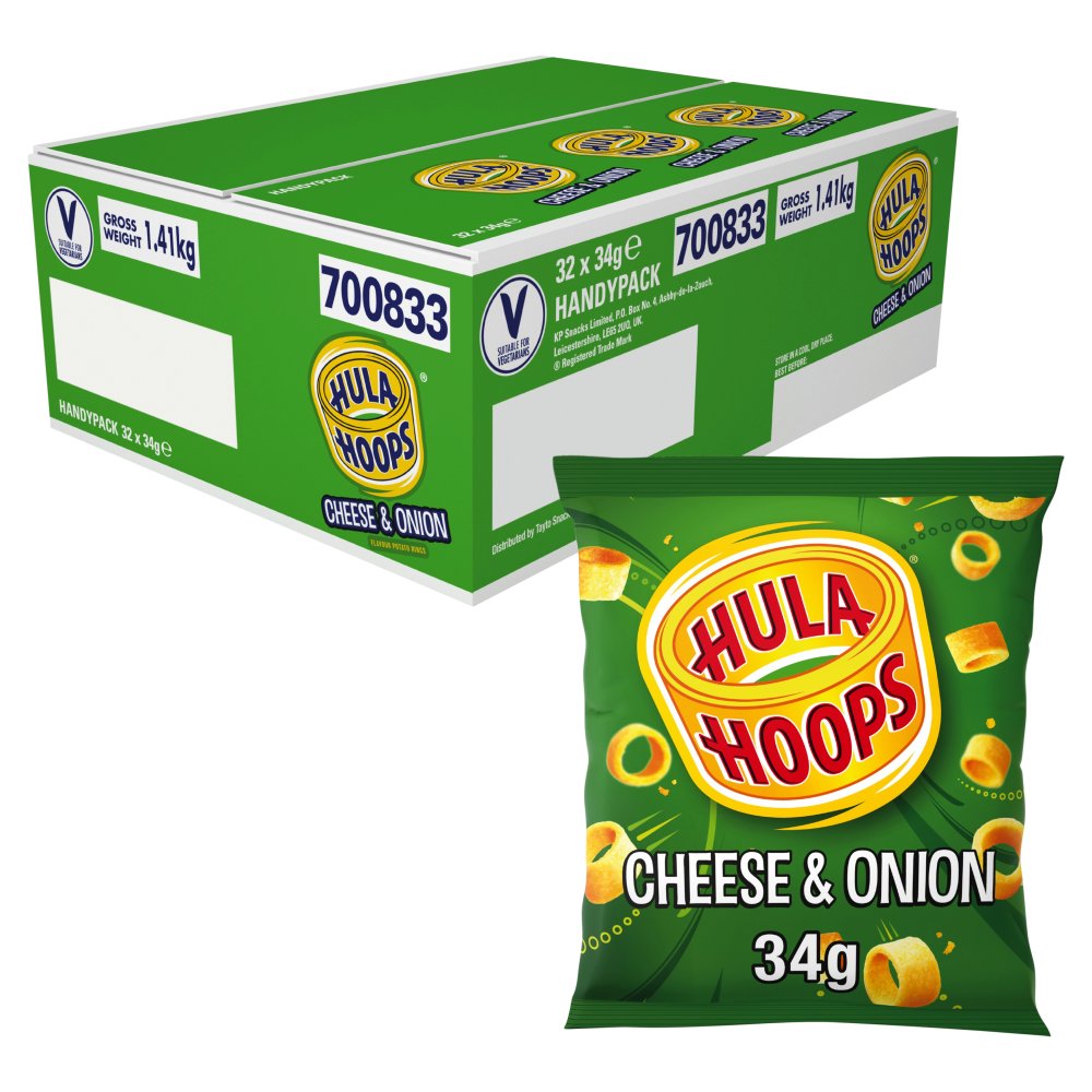 Hula Hoops Cheese & Onion Crisps (34g × 32 × 1)