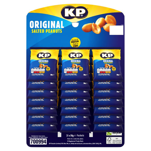 KP Original Salted Peanuts  (Pubcard) (50g × 21 × 7)