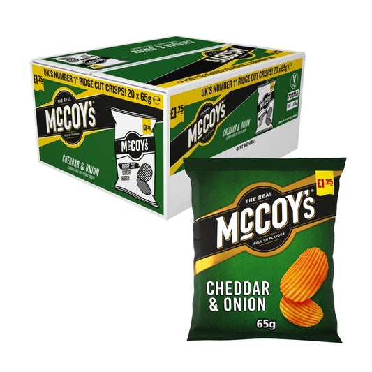 McCoy's Cheddar & Onion Sharing Crisps , £1.25 PMP (65g × 20 × 1)