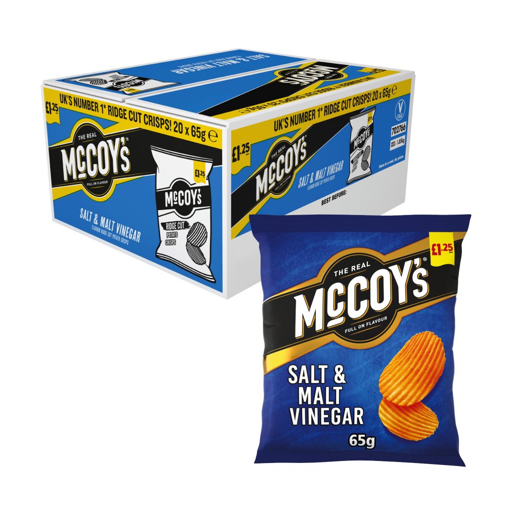 McCoy's Salt & Malt Vinegar Sharing Crisps , £1.25 PMP (65g × 20 × 1)