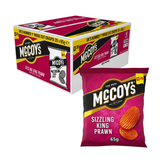 McCoy's Sizzling King Prawn Sharing Crisps , £1.25 PMP (65g × 20 × 1)