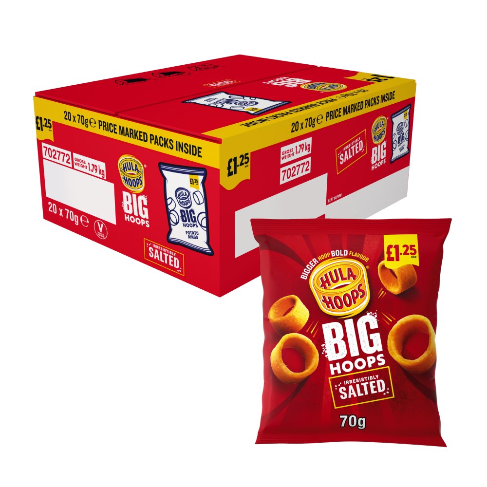 Hula Hoops Big Hoops Salted Crisps , £1.25 PMP (70g × 20 × 1)