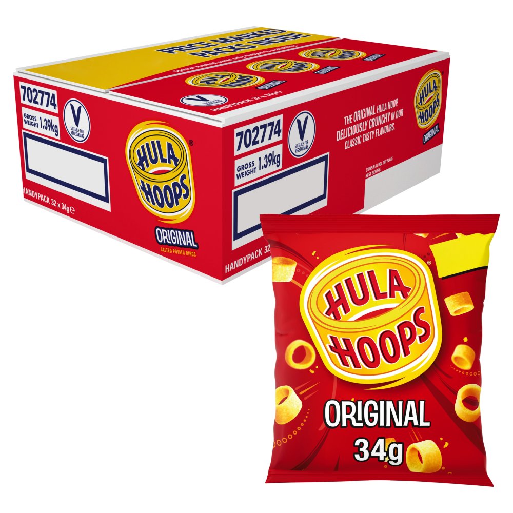 Hula Hoops Original Crisps , 65p PMP (34g × 32 × 1)