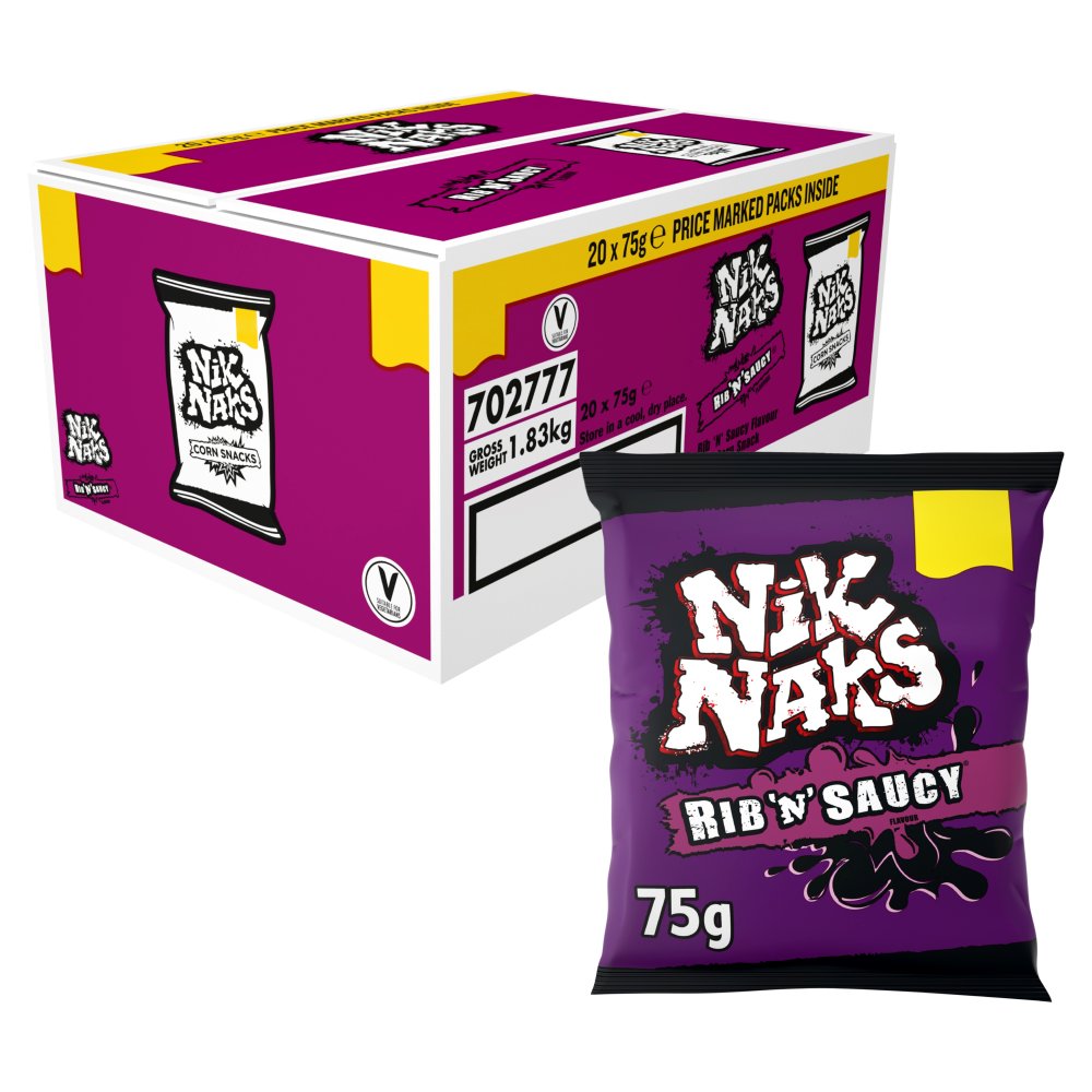 Nik Naks Rib 'N' Saucy Crisps , £1.25 PMP (75g × 20 × 1)