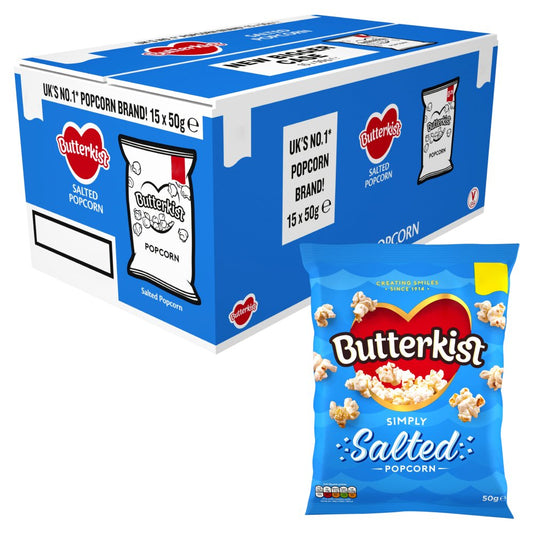 Butterkist Simply Salted Popcorn , £1.25 PMP (50g × 15 × 1)