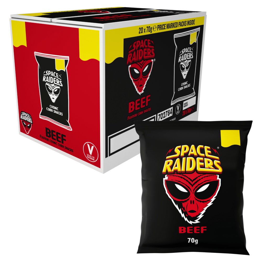 Space Raiders Beef Crisps , £1.25 PMP (70g × 20 × 1)