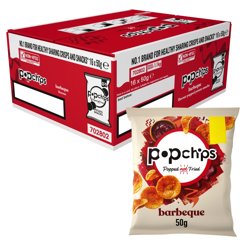 popchips Barbeque Crisps , £1.25 PMP (50g × 16 × 1)