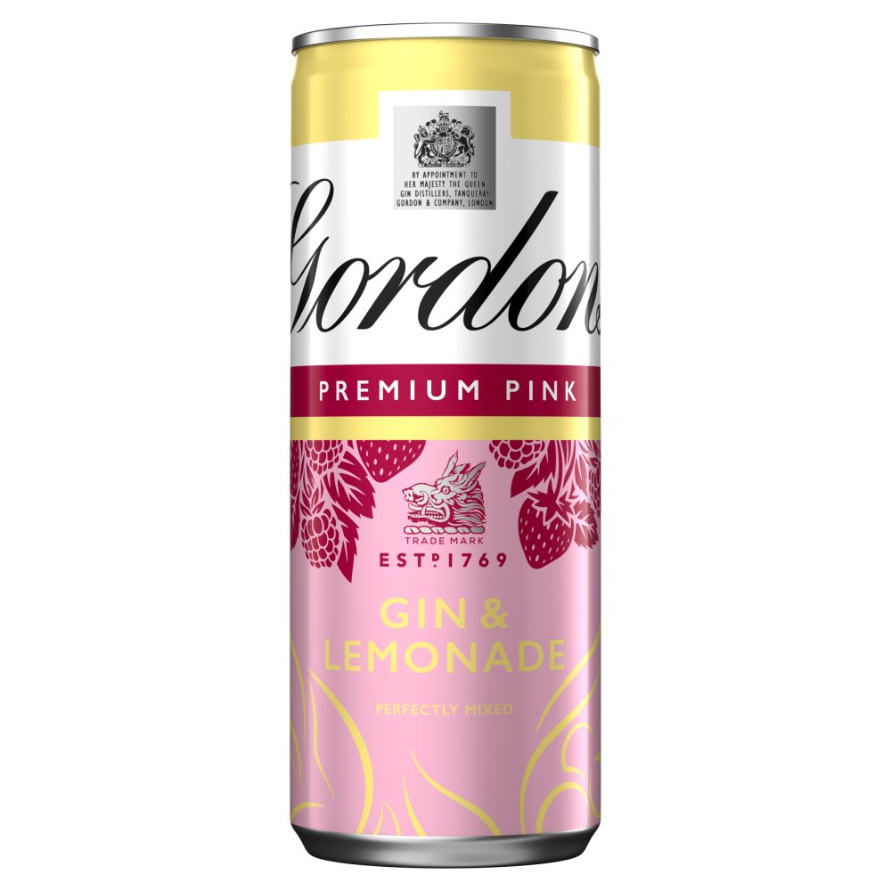 Gordon's Premium Pink Gin & Lemonade 5% vol 250ml Can PMP £2.19 (250ml x 12 x 1)