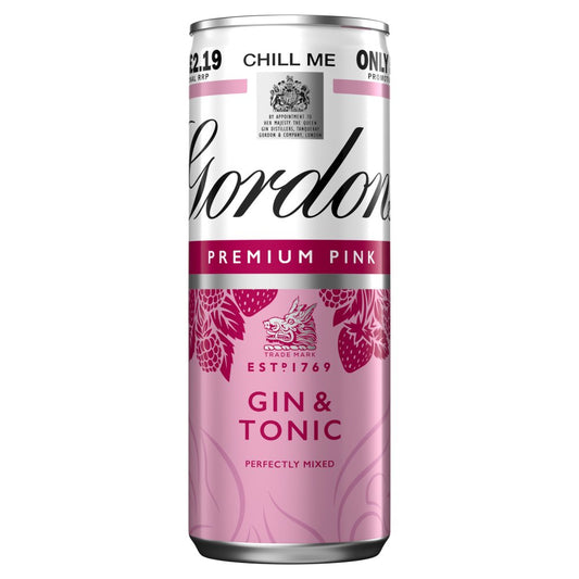 Gordon's Premium Pink Gin & Tonic 250ml 5% vol £2.19 PMP (250ml × 12 × 1)